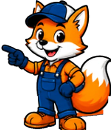 Fix-It Fox mascot pointing toward the service-area map